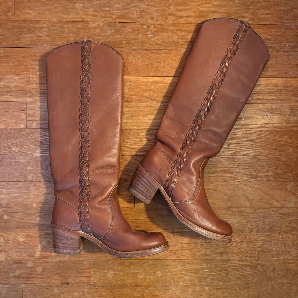 Vintage 70s Frye Black Label Brown Leather Boots Size 6
